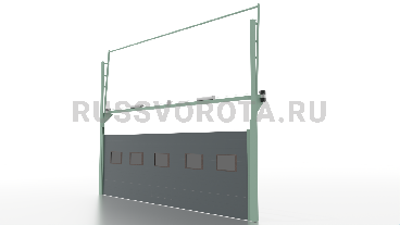 Ворота Doorhan секционные промышленные с окнами стальные (металл) - полотно из сэндвич-панелей