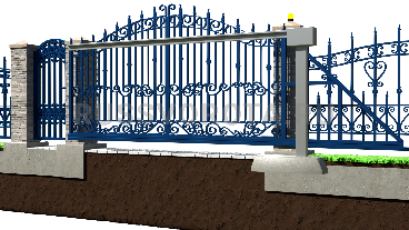 Автоматические откатные ворота кованые Damast с калиткой подвесные в проем