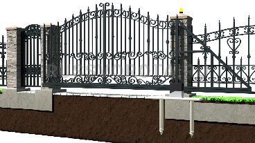 Автоматические откатные ворота кованые Doorhan с калиткой консольные в проем