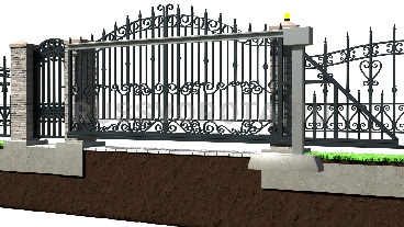 Механические откатные ворота кованые Doorhan с калиткой подвесные в проем