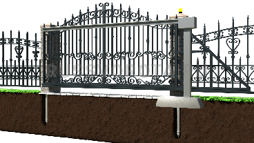Автоматические откатные ворота кованые Doorhan подвесные на сваях