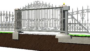 Автоматические откатные ворота кованые Alutech подвесные в проем