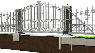 Автоматические откатные ворота кованые Alutech консольные в проем