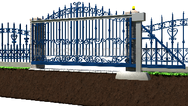 Механические откатные ворота кованые Damast подвесные на ленточном фундаменте