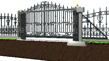 Механические откатные ворота кованые Doorhan подвесные на ленточном фундаменте