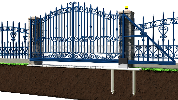 Механические откатные ворота кованые Damast консольные на ленточном фундаменте