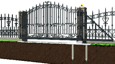 Механические откатные ворота кованые Doorhan консольные на ленточном фундаменте