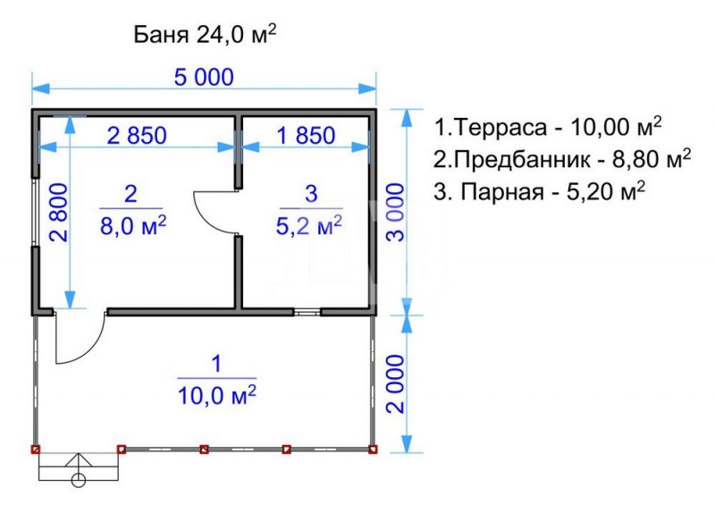 Баня 24 кв м проект