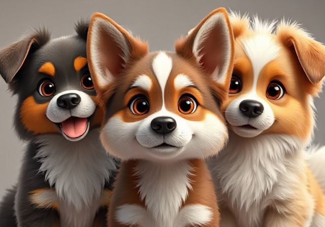 Three cute dogs staring at you