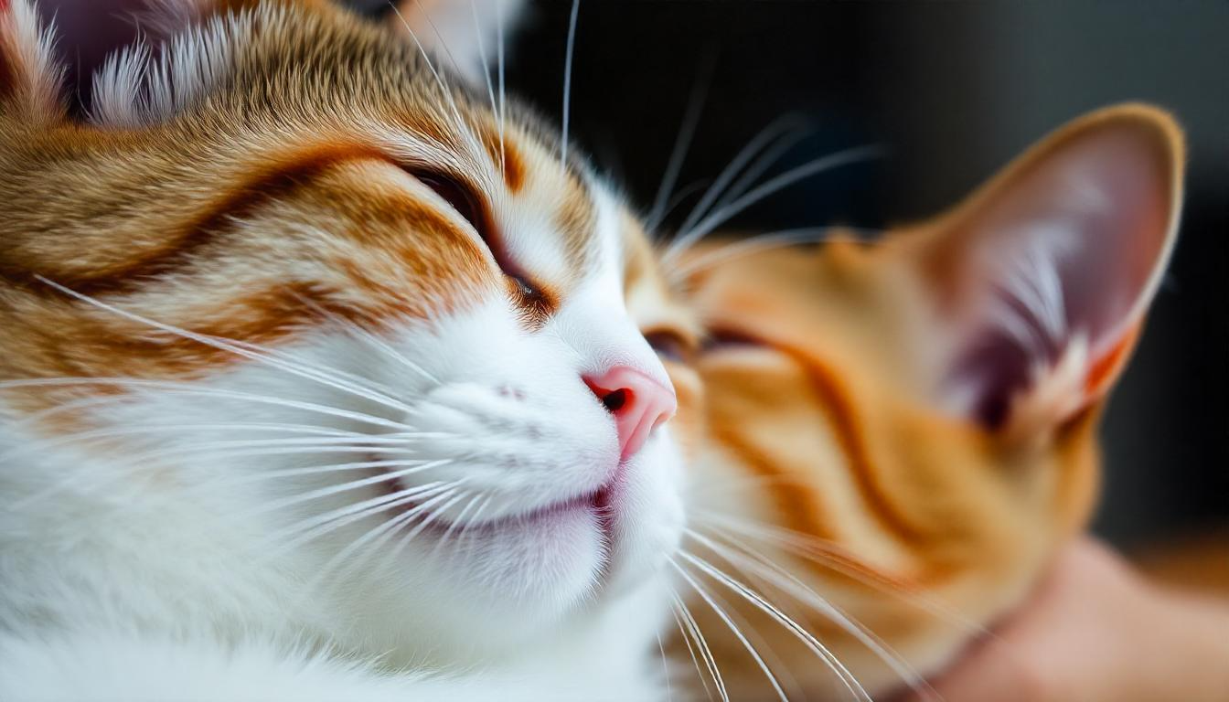 A close-up of a cat giving a slow blink to its owner, showcasing a tender and intimate expression of love