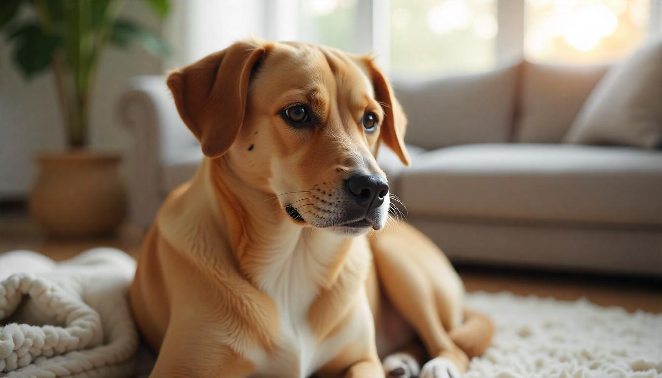 A close-up of a female dog