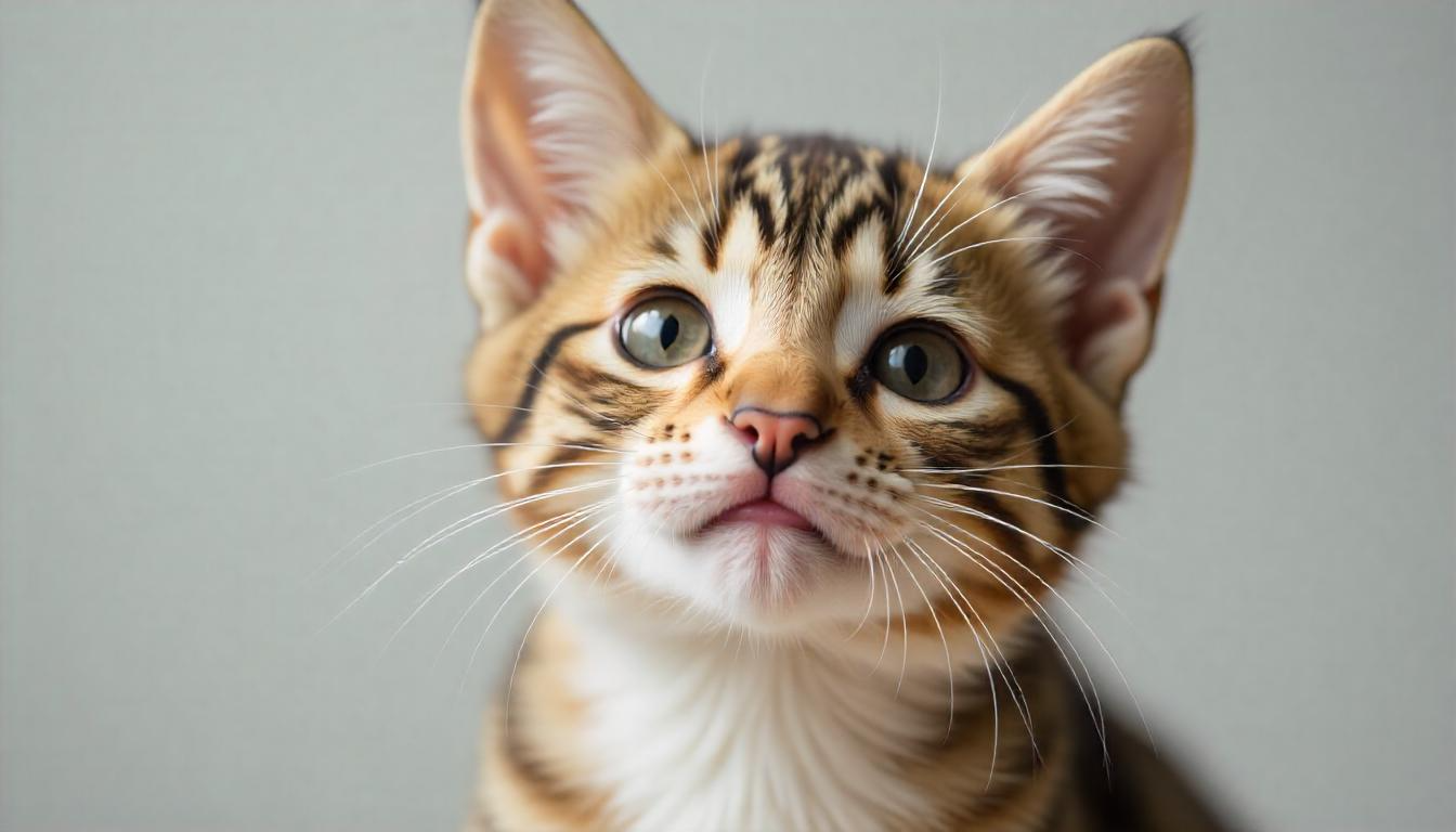 A close-up portrait of a cute cat with watery eyes and a slightly runny nose