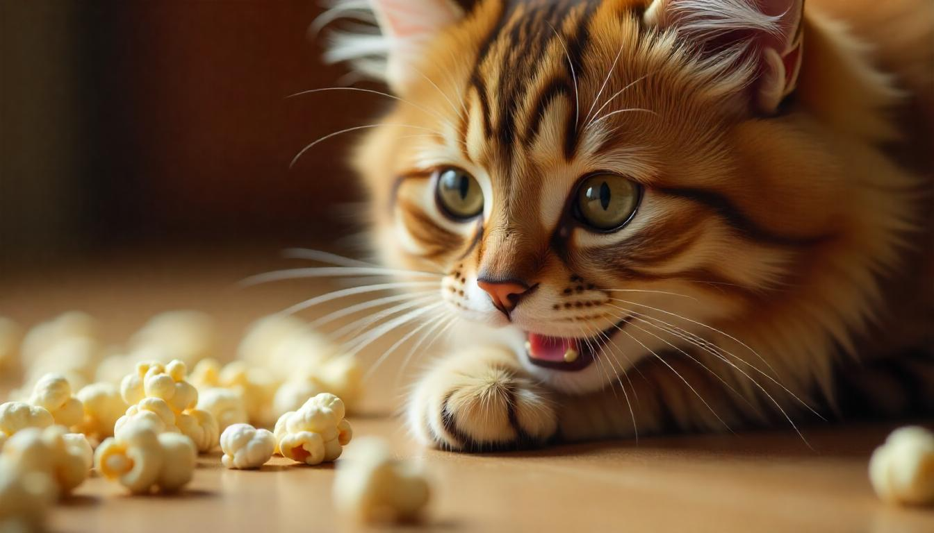 A close-up shot of a fluffy cat's face expressing excitement or interest