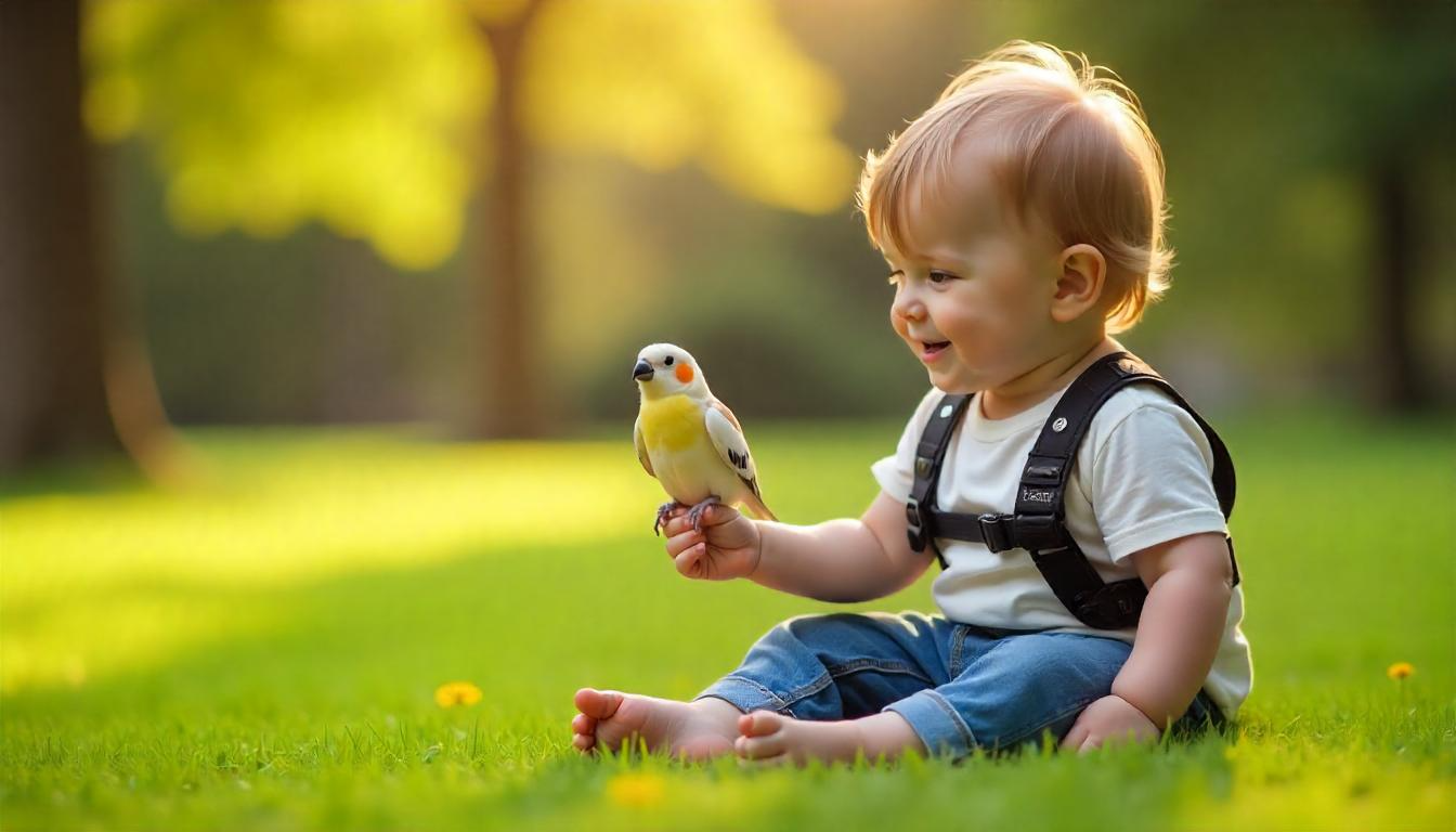 A cozy outdoor scene with a child sitting on the grass