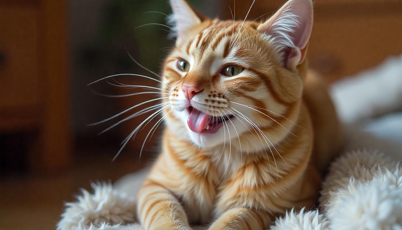 A close-up, high-resolution image of an orange cat