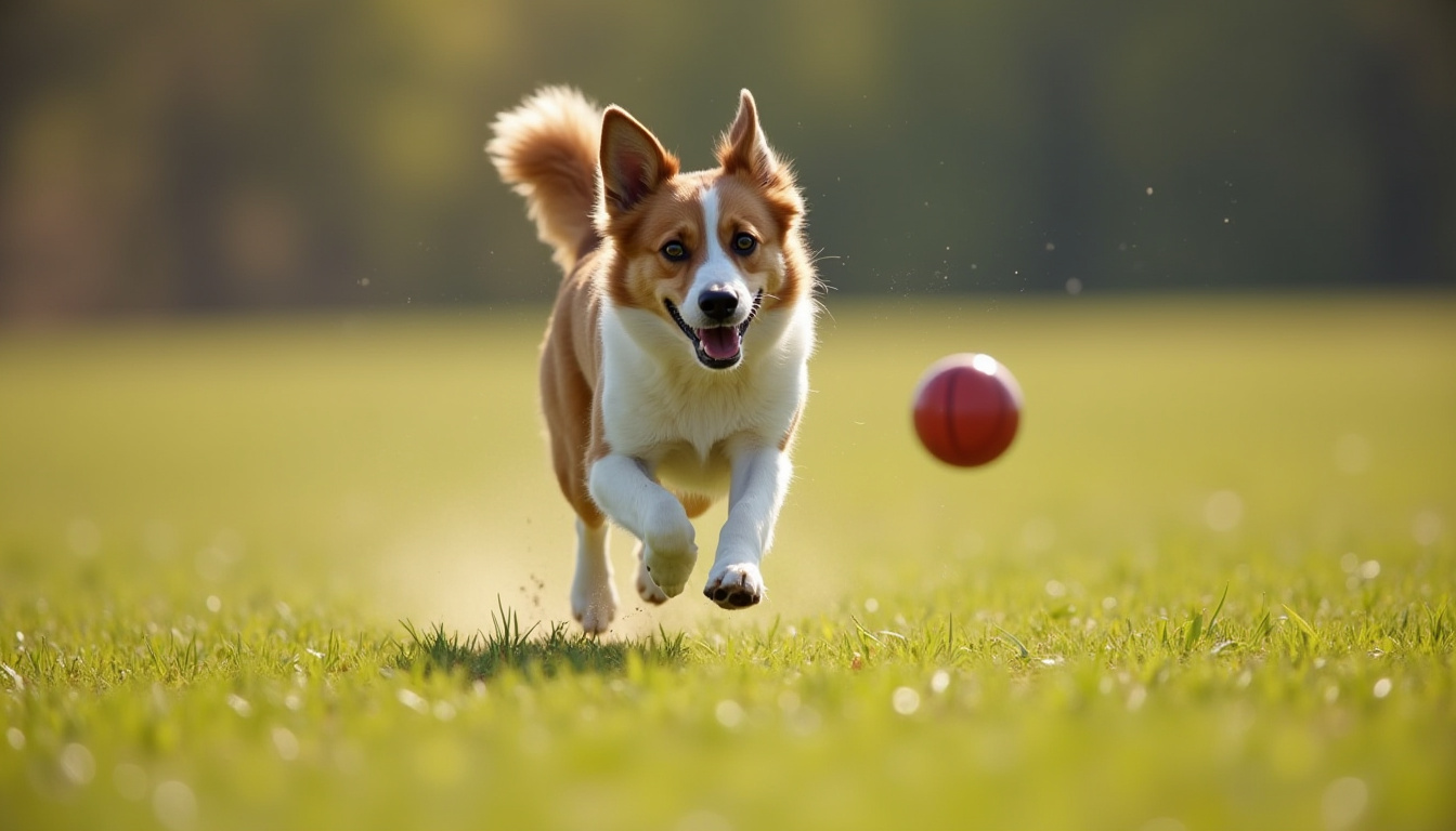 A energetic dog with a strong prey drive chasing after a fast-moving object