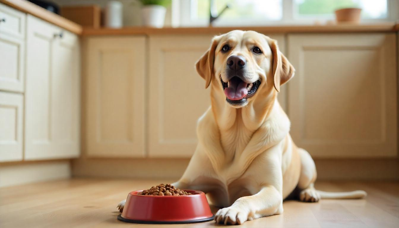 A happy, well-fed dog of a medium breed